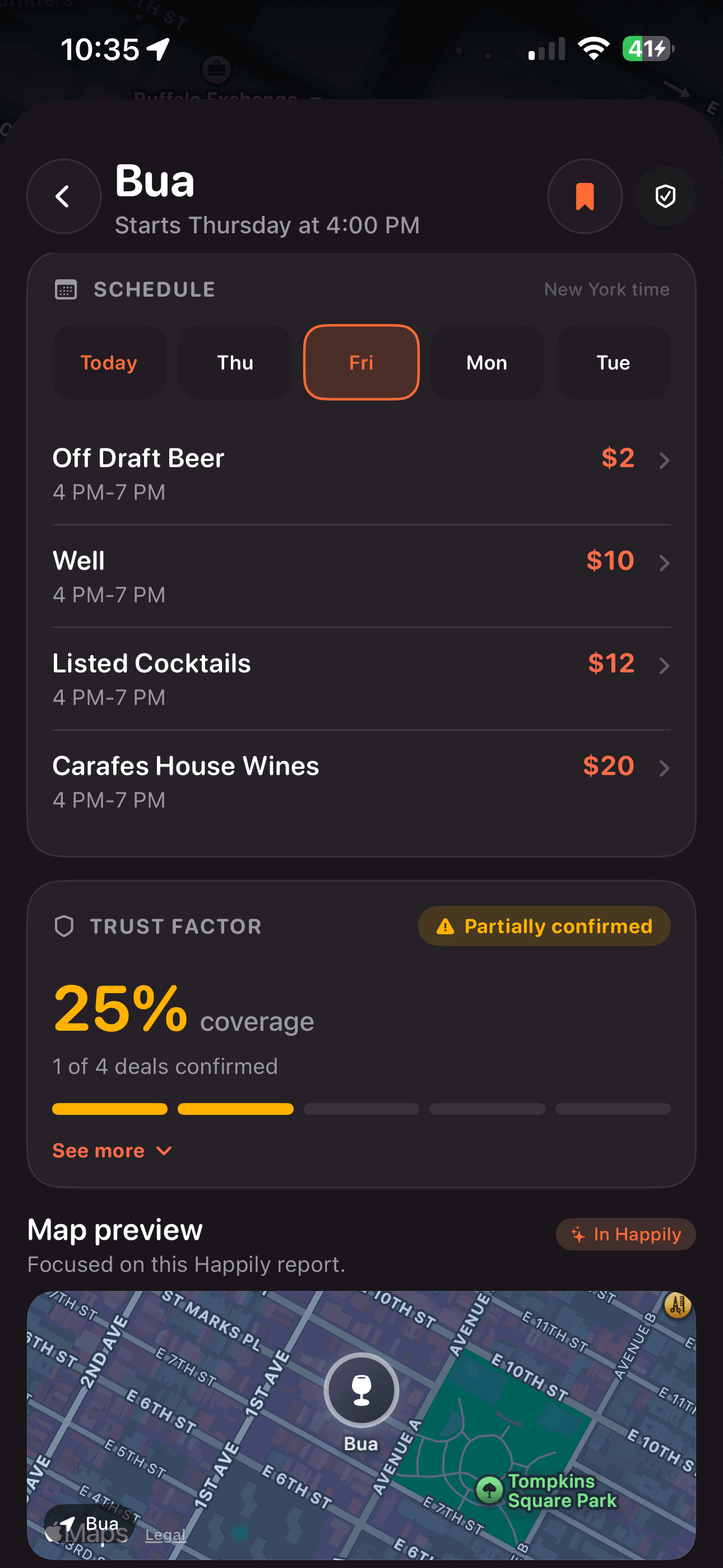 Happily app screen